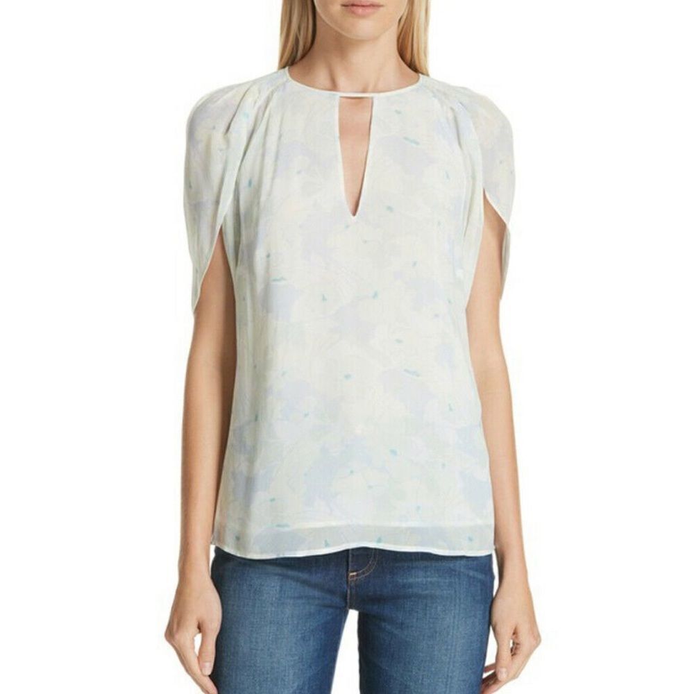 Lewit‎ petal sleeve chiffon top floral small